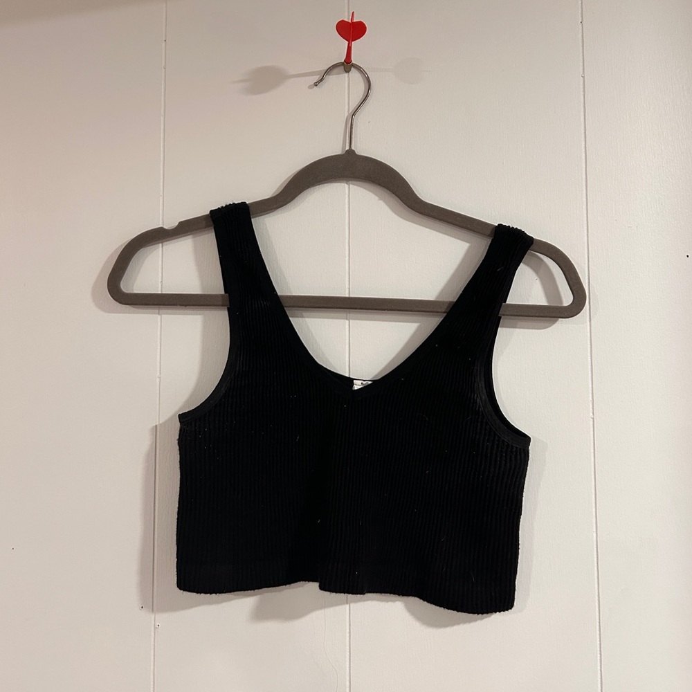 Black Ribbed Tank Top